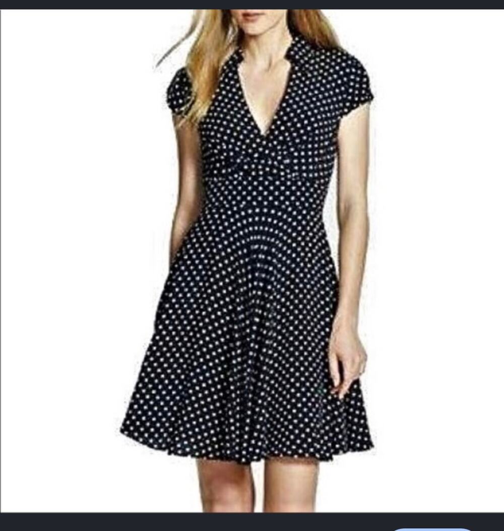 Betsey Johnson Polka Dot V Neck Dress Size 12